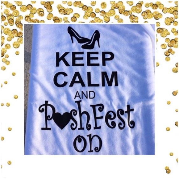 KEEP Calm Posh On Scoop neck Lips on sleeve 3X - Picture 2 of 2